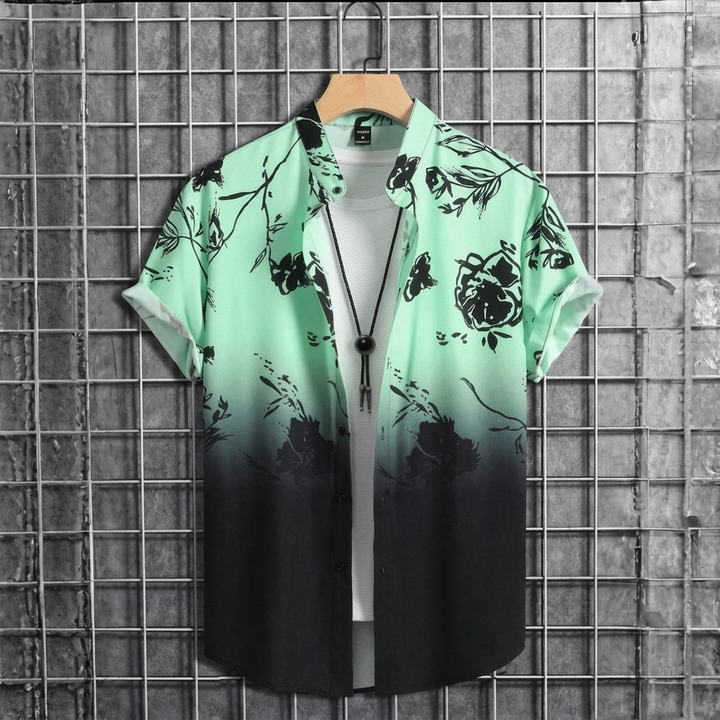 3D Flower Print Hawaii-Skjorte