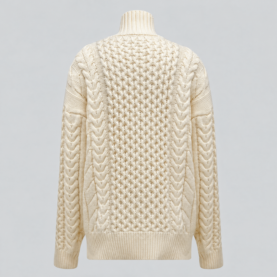 Cashmere cardigan med høj halsudskæring