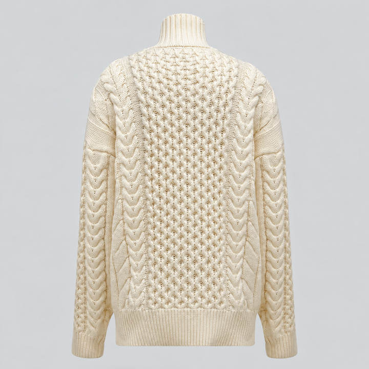 Cashmere cardigan med høj halsudskæring