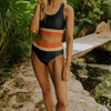 Colorblock bikinisæt med cutback
