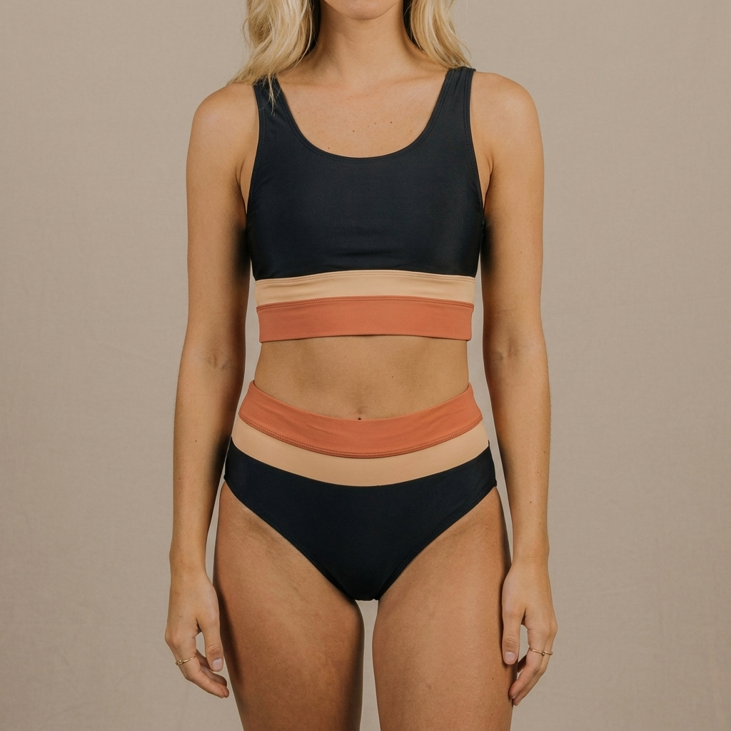 Colorblock bikinisæt med cutback