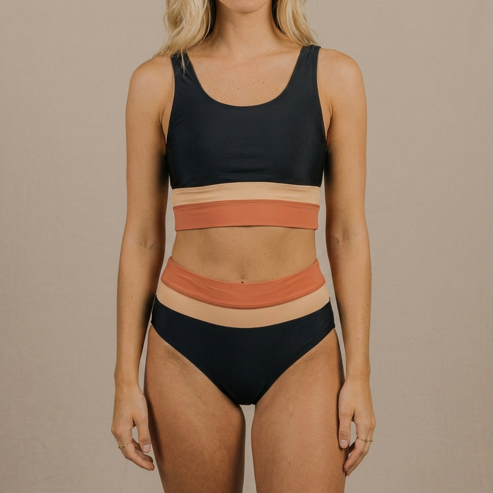 Colorblock bikinisæt med cutback