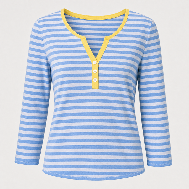 Dame T-shirt med V-hals og afslappet pasform