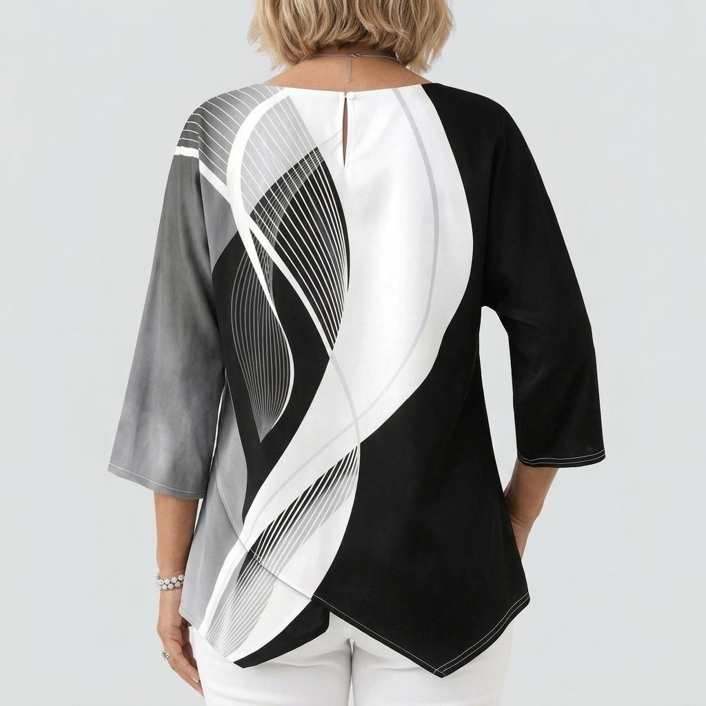 Moderne Geometriske Tunika med Lange Ærmer