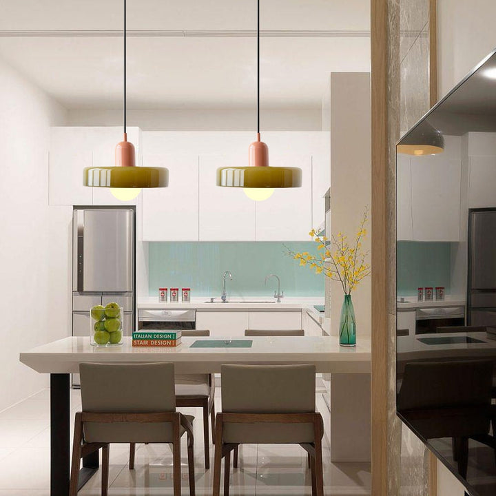 Farverig pendellampe i Bauhaus-stil - StiloGlas