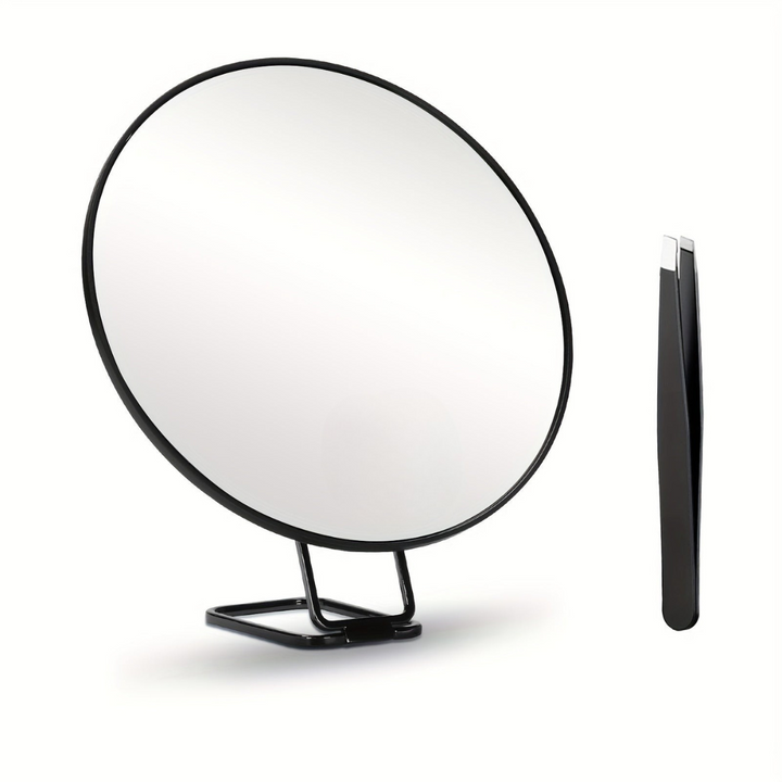 Makeupspejl med forstørrelse, bærbart design med sugekop og stander