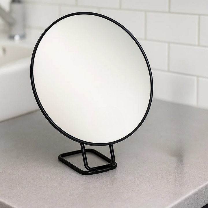 Makeupspejl med forstørrelse, bærbart design med sugekop og stander