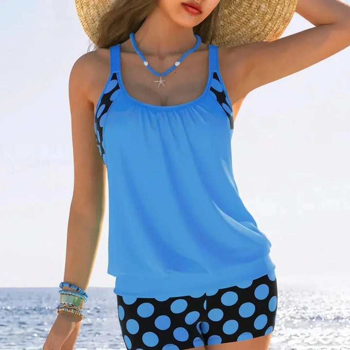 Polka Dot Plus-Size Tankini To-Dels Badebeklædning Sæt