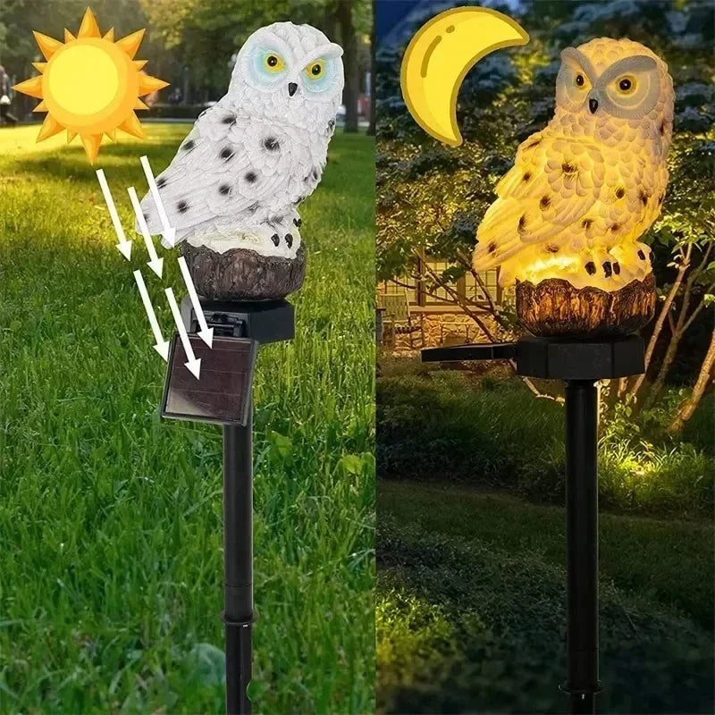 Solcelle-ugle-havelys med varmhvid LED, vandtæt IP65, 45 cm