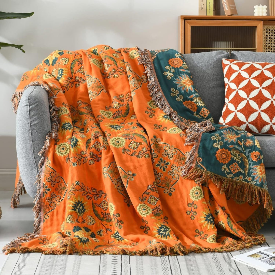 Vendbar plaid med vintageblomster