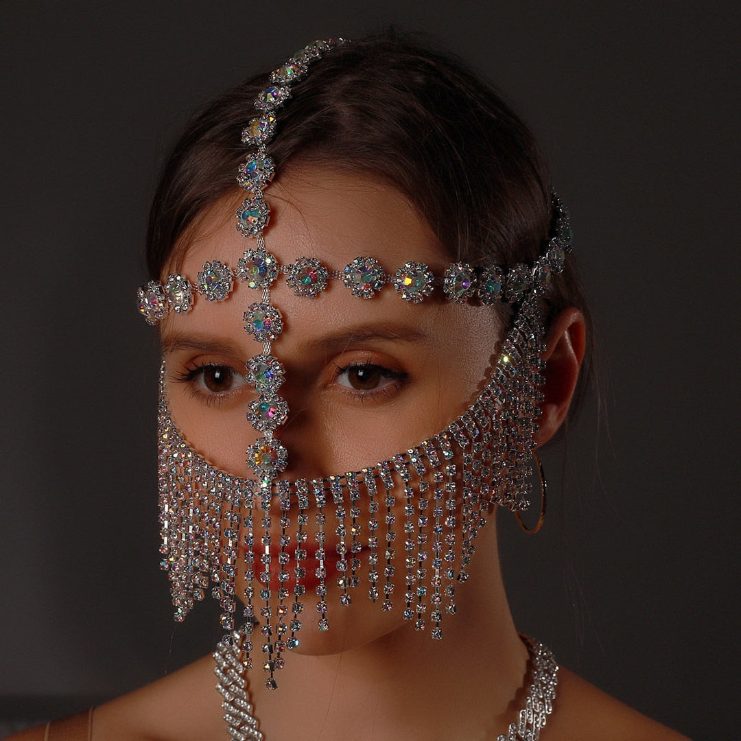 Glitrende slørmaske | Maskerade-ansigtssmykke
