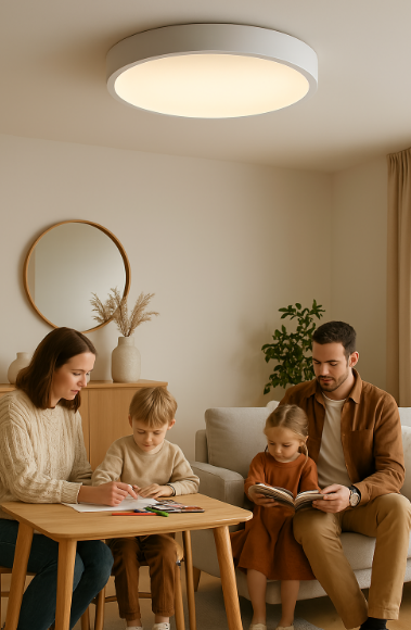 Rund LED-loftlampe – skandinavisk stil, holdbar og stemningsfuldt lys til dit hjem