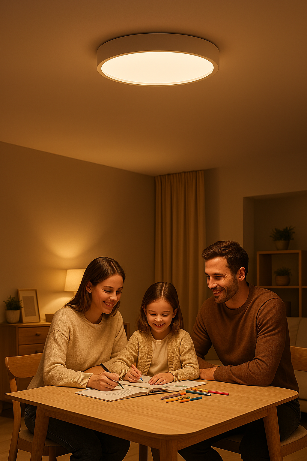 Rund LED-loftlampe – skandinavisk stil, holdbar og stemningsfuldt lys til dit hjem