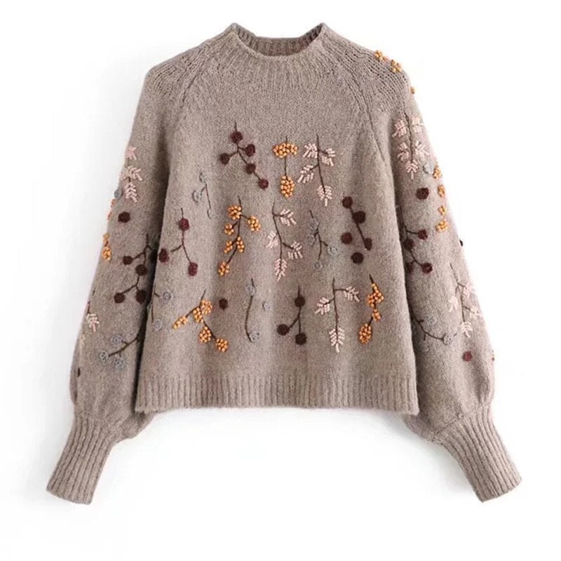 Strikket sweater til damer med efterårsmotiv – Noëlle