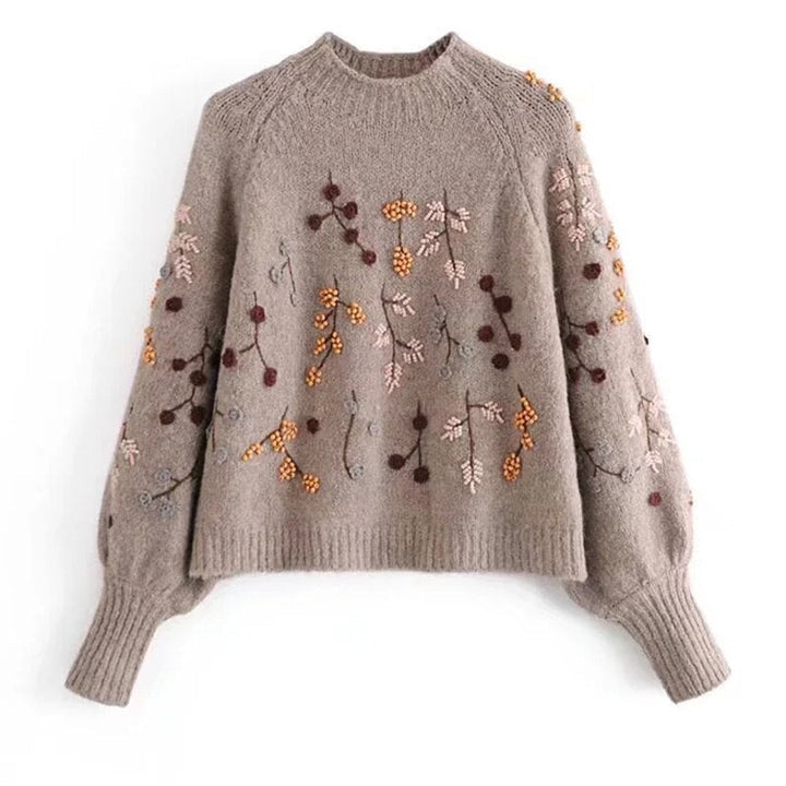Strikket sweater til damer med efterårsmotiv – Noëlle