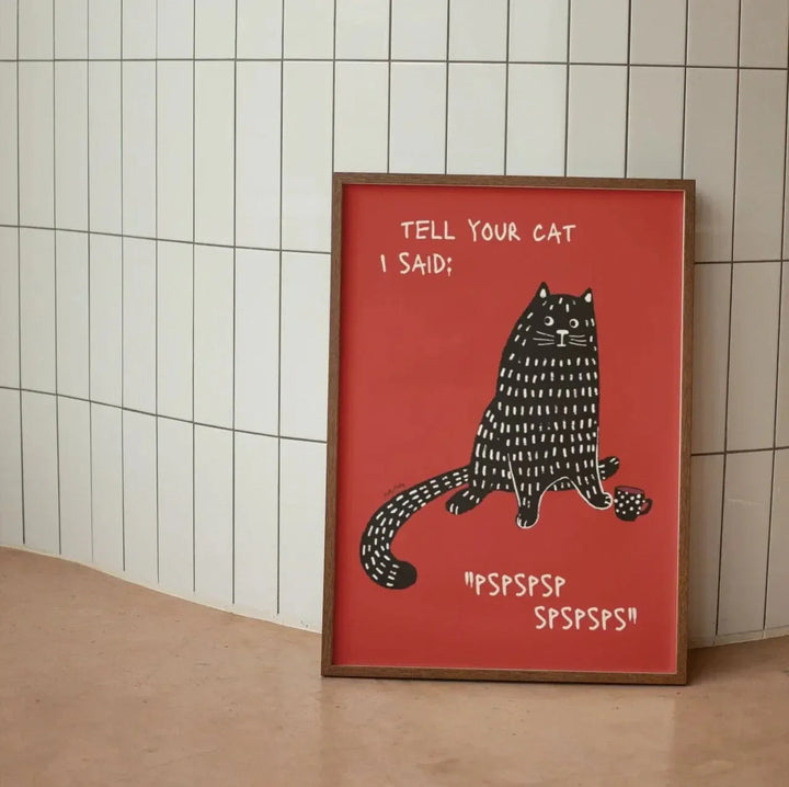 Moderne sort kat-vægkunst til hjemmet