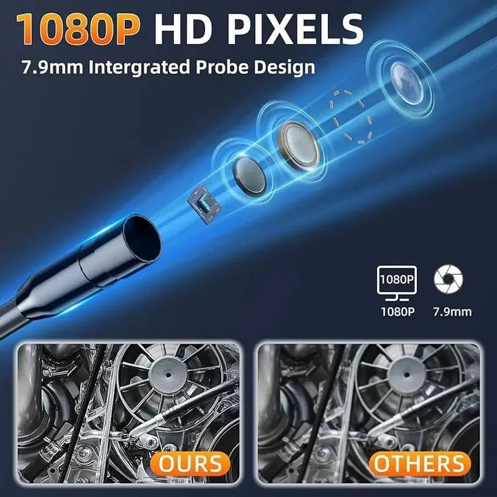 Industrielt inspektionsendoskopkamera – 1080P HD med 4,3" skærm og justerbart objektiv