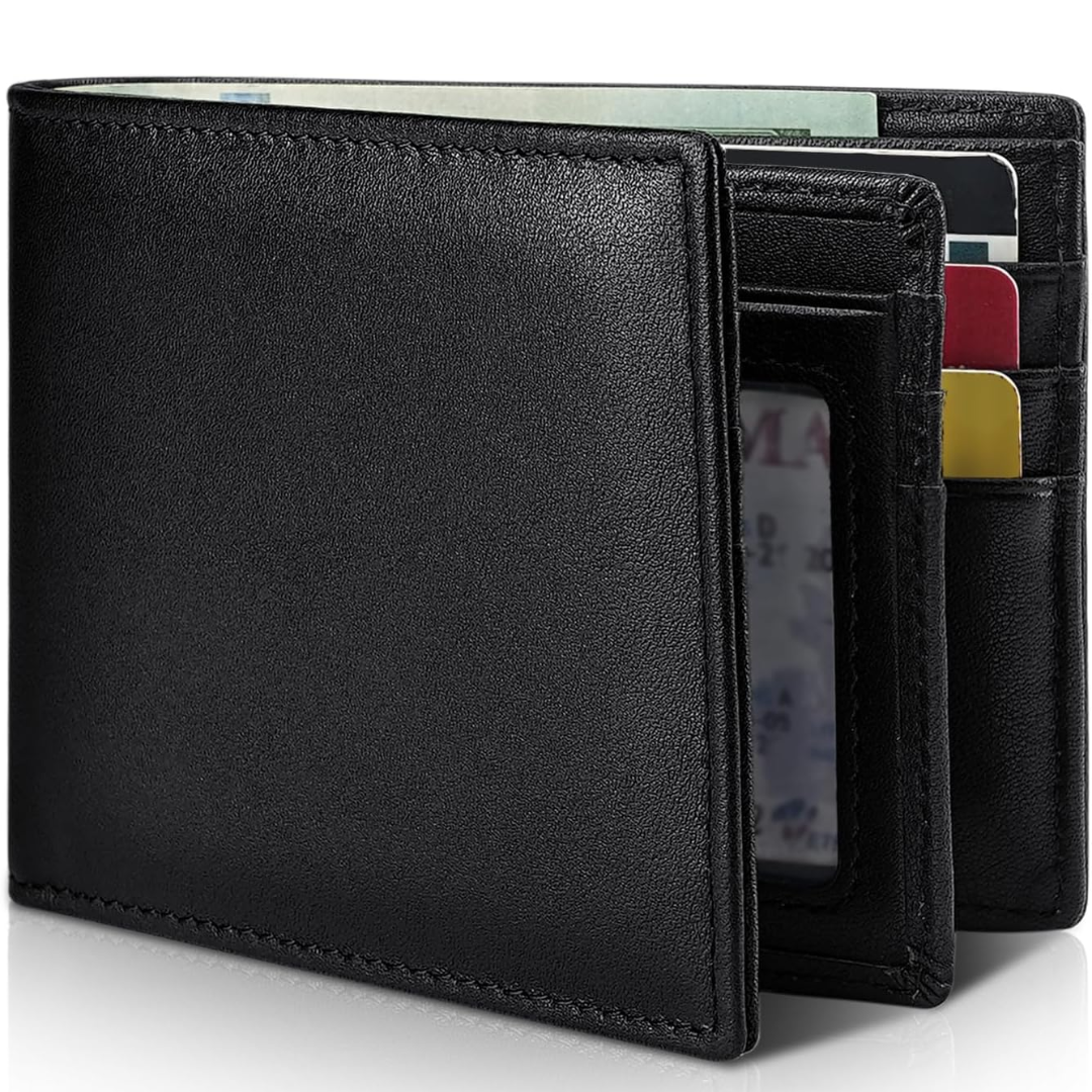 Bifold-pung i ægte læder til mænd med RFID-beskyttelse