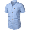 Kortærmet ternet herreskjorte med knaplukning