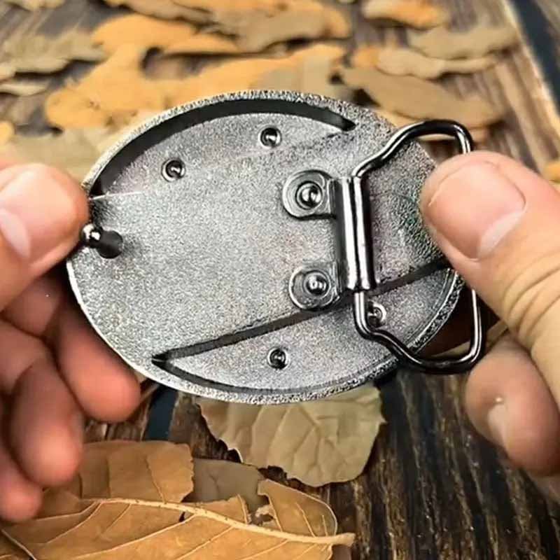 Oval metal cowboy-bæltespænde