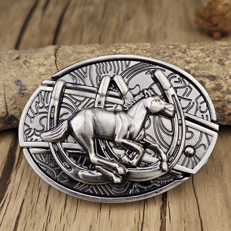 Oval metal cowboy-bæltespænde
