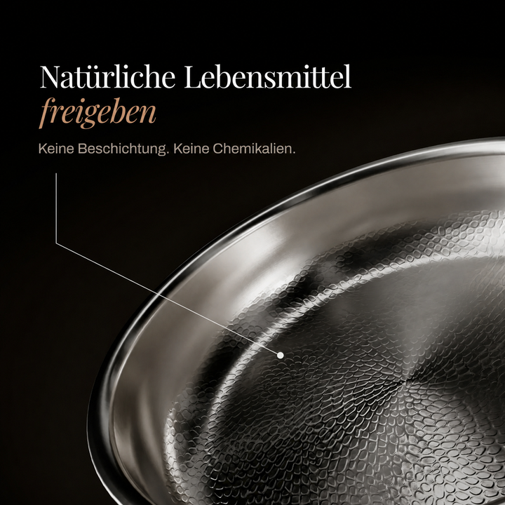 Håndhamret titanium-stegepande med belægningsfri overflade