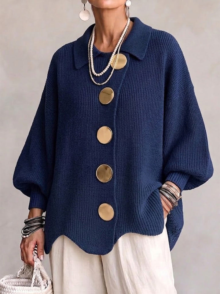 Elegant oversized cardigan med iøjnefaldende knapper