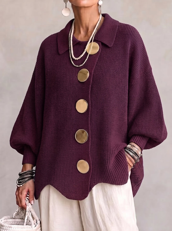 Elegant oversized cardigan med iøjnefaldende knapper