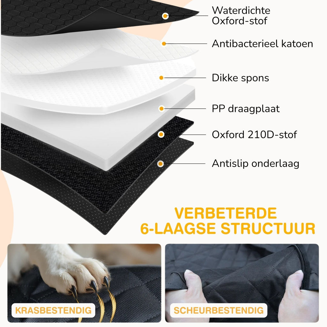 Vandtæt bagsædeforlænger til hunde med fast bund og memoryskumseng