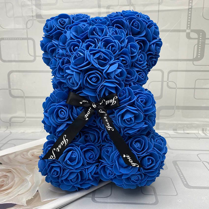 PetalCuddle Evig Rosa Bjørn | Romantisk bamse af kunstige blomster til mors dag og fejringer