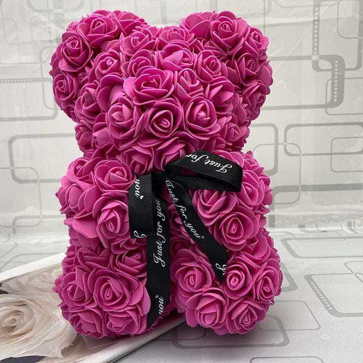 PetalCuddle Evig Rosa Bjørn | Romantisk bamse af kunstige blomster til mors dag og fejringer