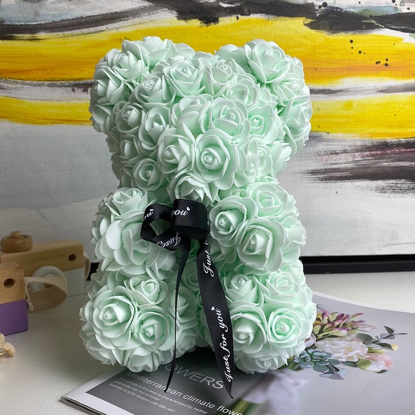PetalCuddle Evig Rosa Bjørn | Romantisk bamse af kunstige blomster til mors dag og fejringer