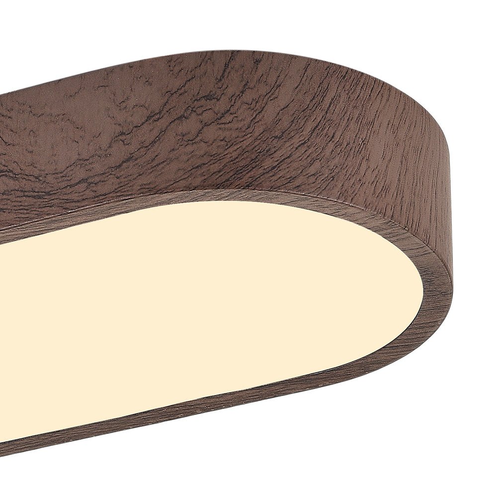 Oval Nordic Glow LED-loftlampe med træaccent