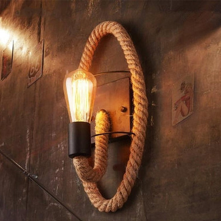 Vintage væglampe med reb – RusticRope