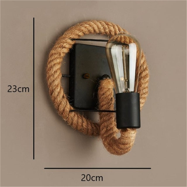 Vintage væglampe med reb – RusticRope