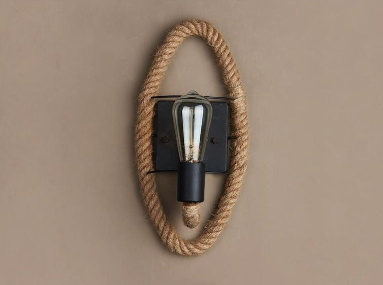 Vintage væglampe med reb – RusticRope