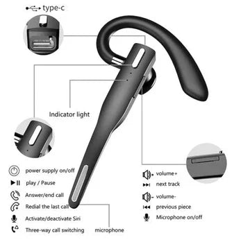 Trucker Dual Mic trådløs Bluetooth 5.1-headset/øretelefoner med støjreduktion