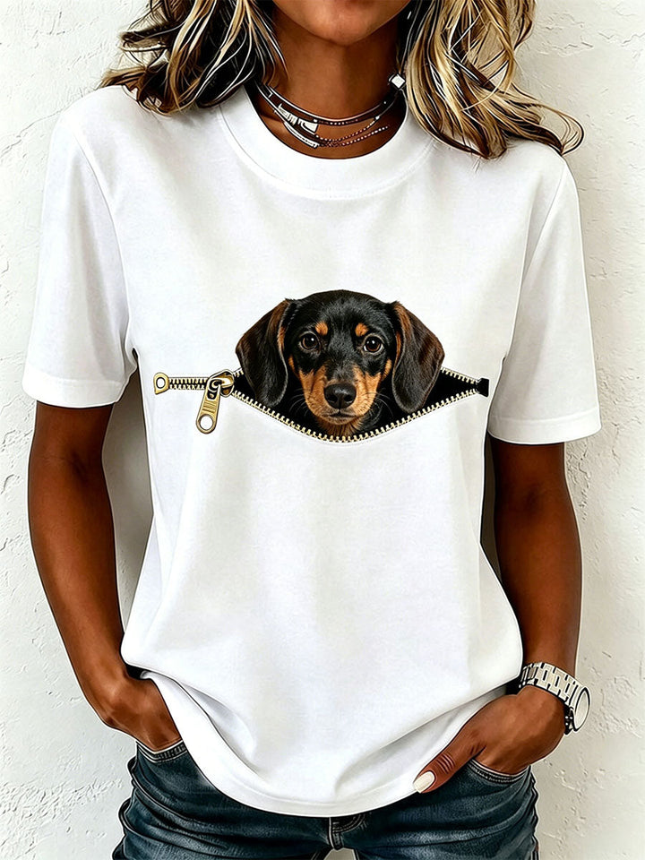 T-shirt med korte ærmer og gravhundeprint