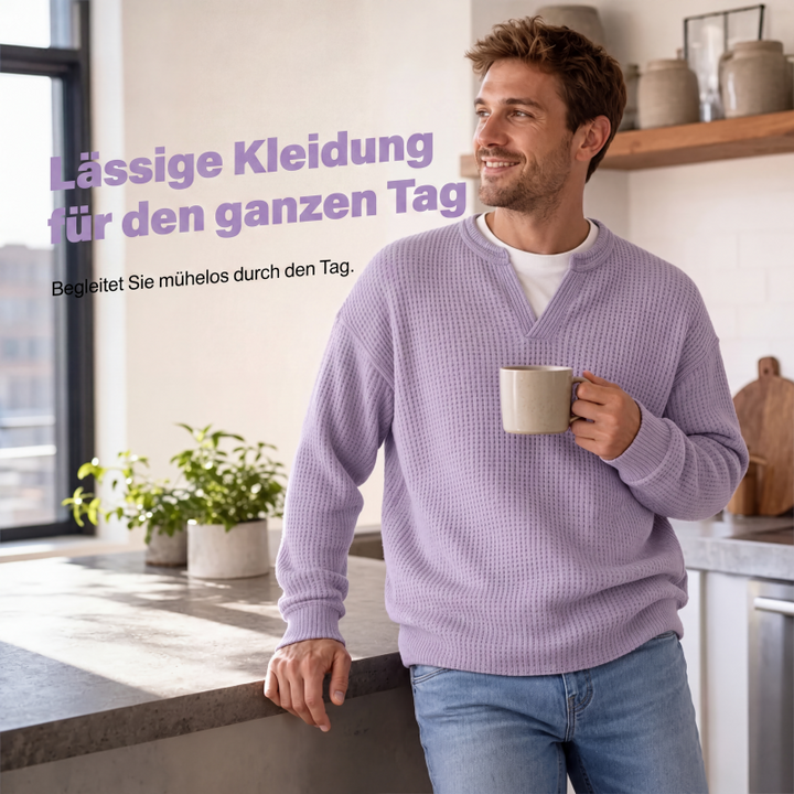 Langærmet trøje i vaffelstrik med lag-på-lag-effekt