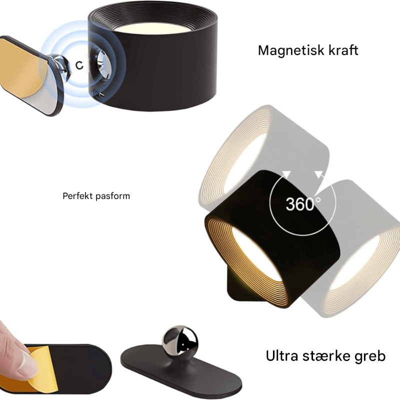 Trådløs 360° genopladelig LED-væglampe