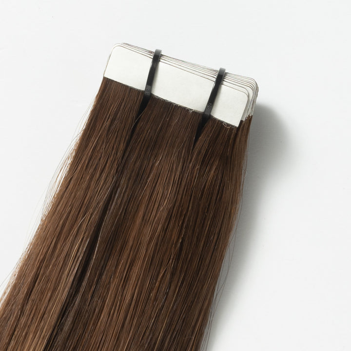 Tape-in hair extensions – Veloura Tape (varm brun balayage 2+7)
