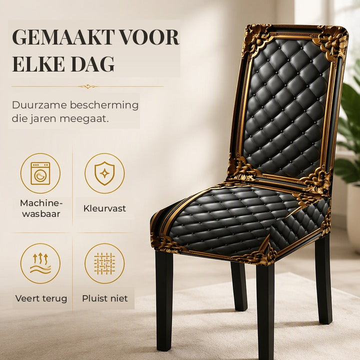 Barokke elastiske stolebetræk med guldprint - Washable Dining Chair Slipcovers