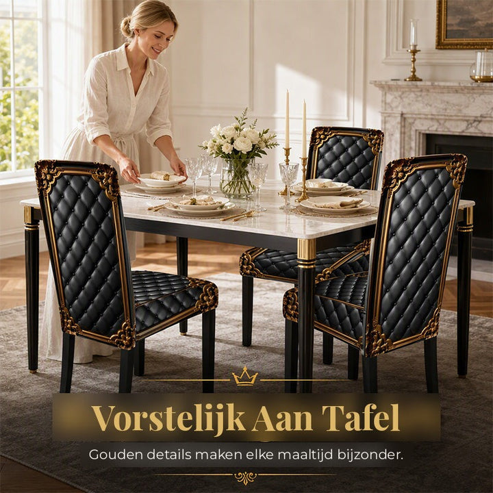 Barokke elastiske stolebetræk med guldprint - Washable Dining Chair Slipcovers