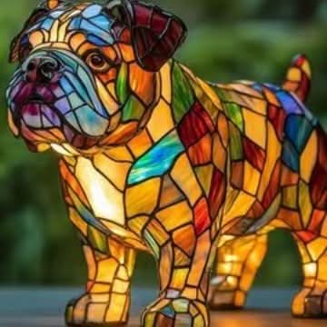Lunaro - kunstnerisk LED-natlampe med hunderacer til boligindretning