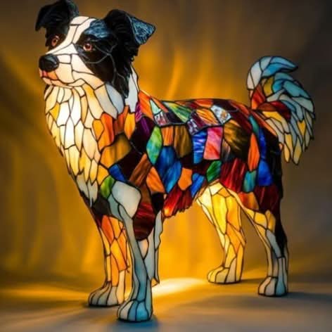 Lunaro - kunstnerisk LED-natlampe med hunderacer til boligindretning