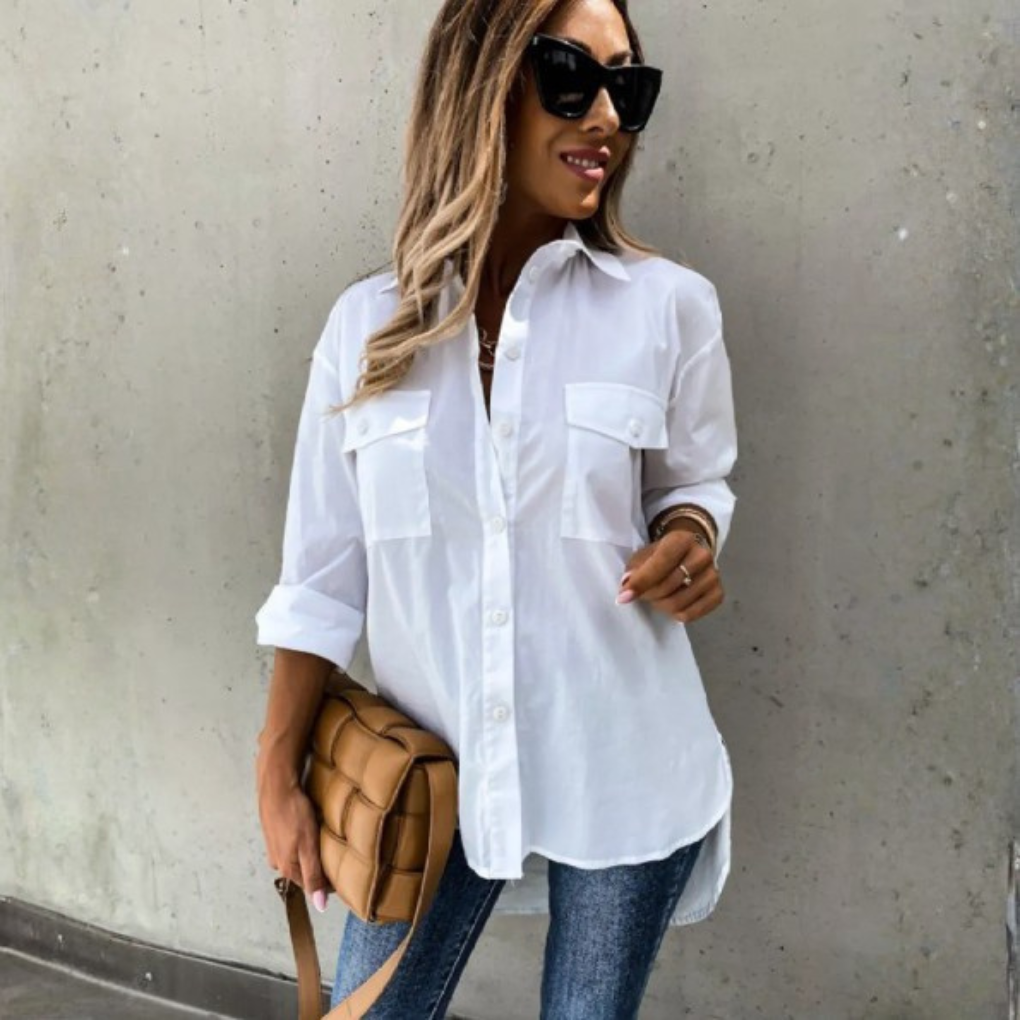 Knap-op-bluse til kvinder med ubesværet elegance