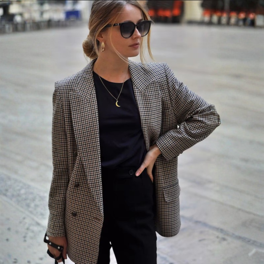 Rosetti - Vintage Dobbeltknappet Plaid Blazer