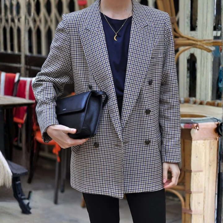Rosetti - Vintage Dobbeltknappet Plaid Blazer