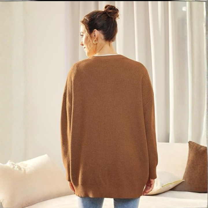 Oversized cardigan med V-hals