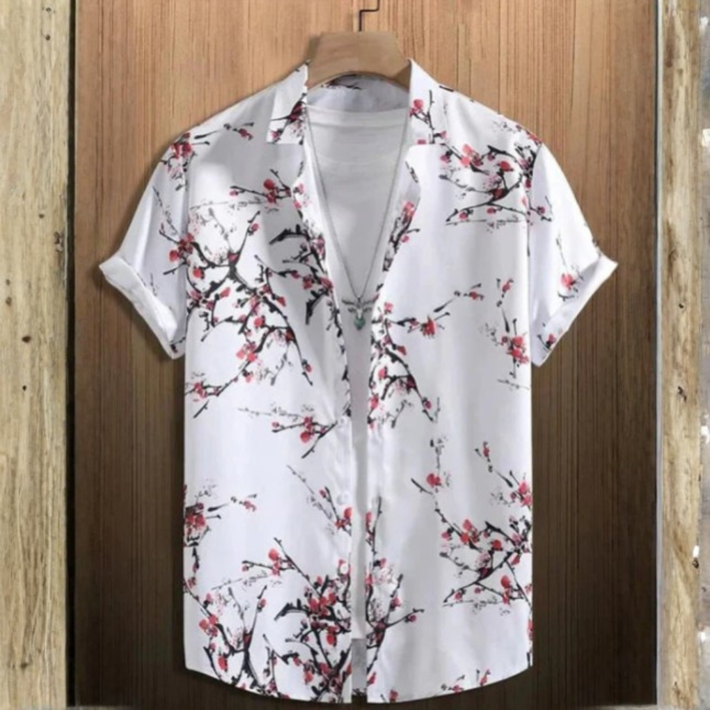 3D Flower Print Hawaii-Skjorte